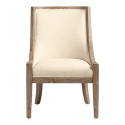 Henry Distressed Wood High Back Upholstered Chair
