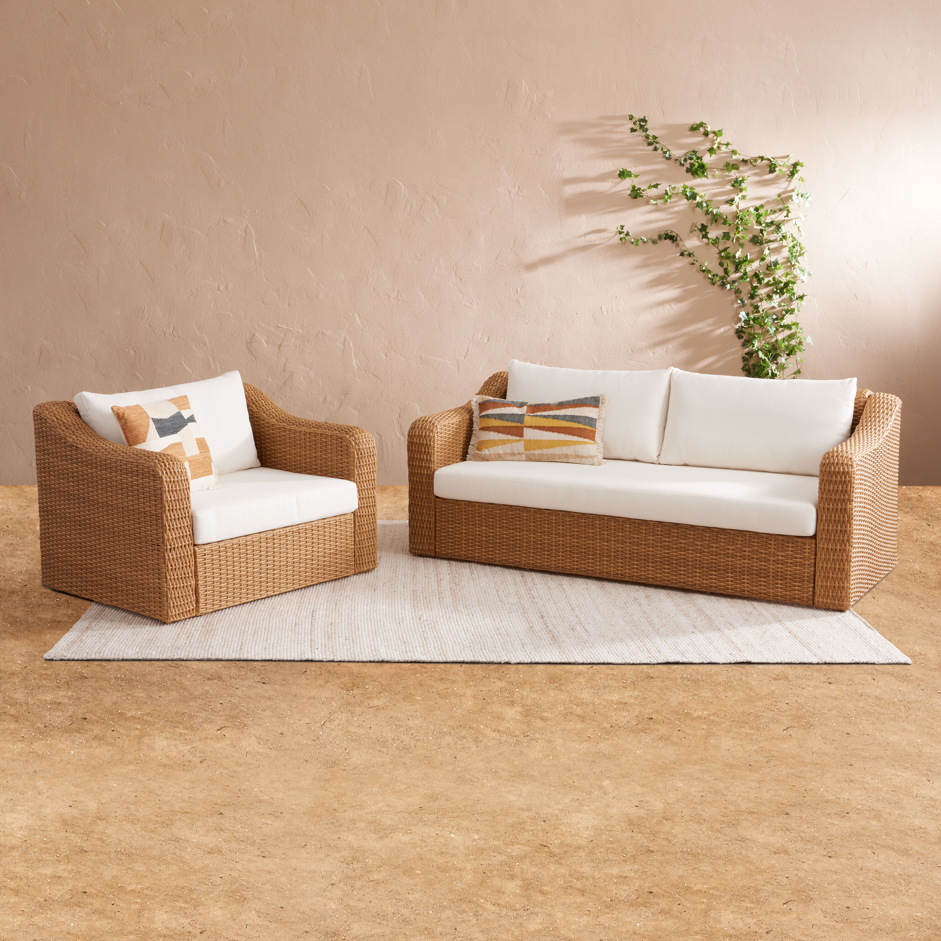 Wood and wicker hotsell sofa