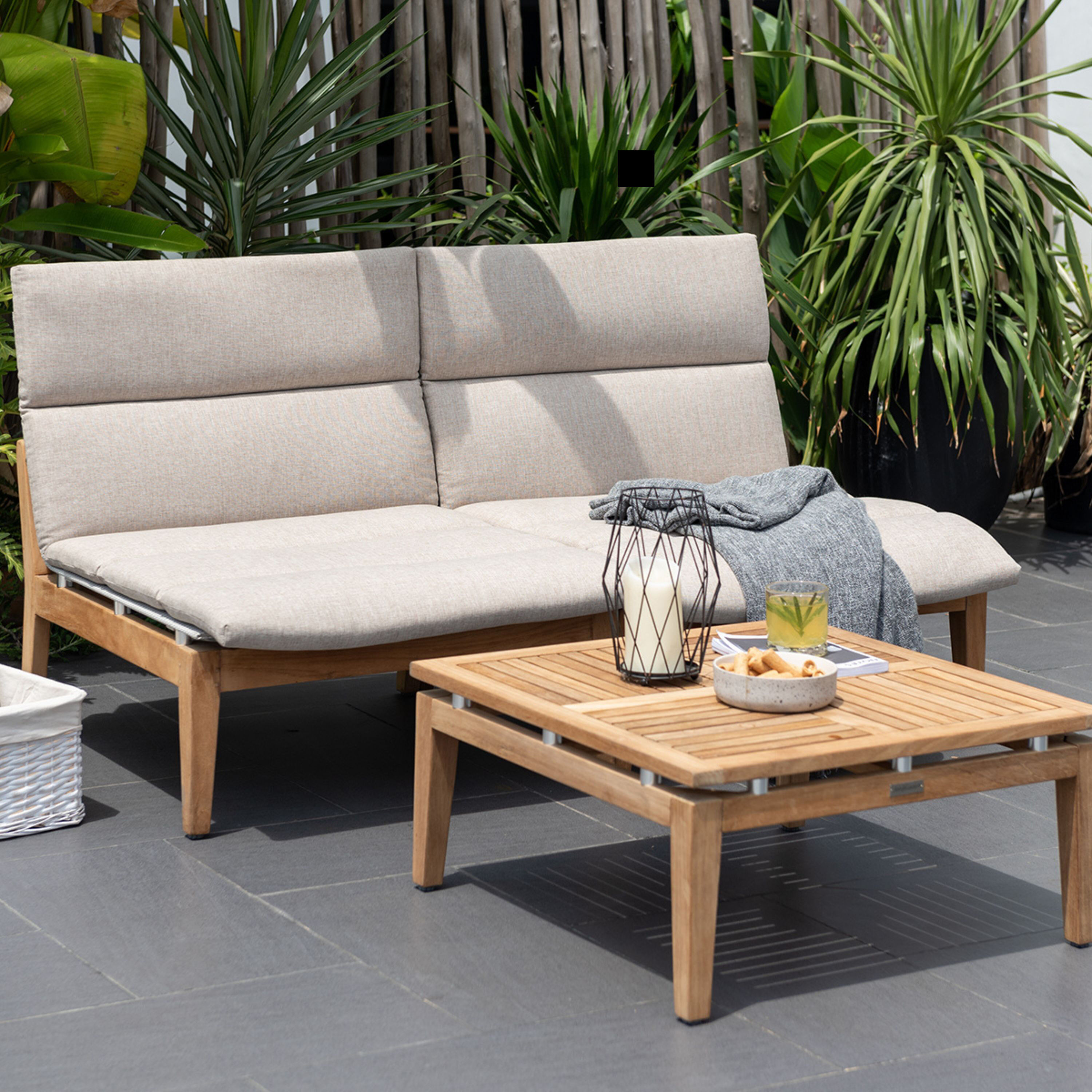 Beau Teak Wood 3 Piece Modular Outdoor Furniture Set World Market
