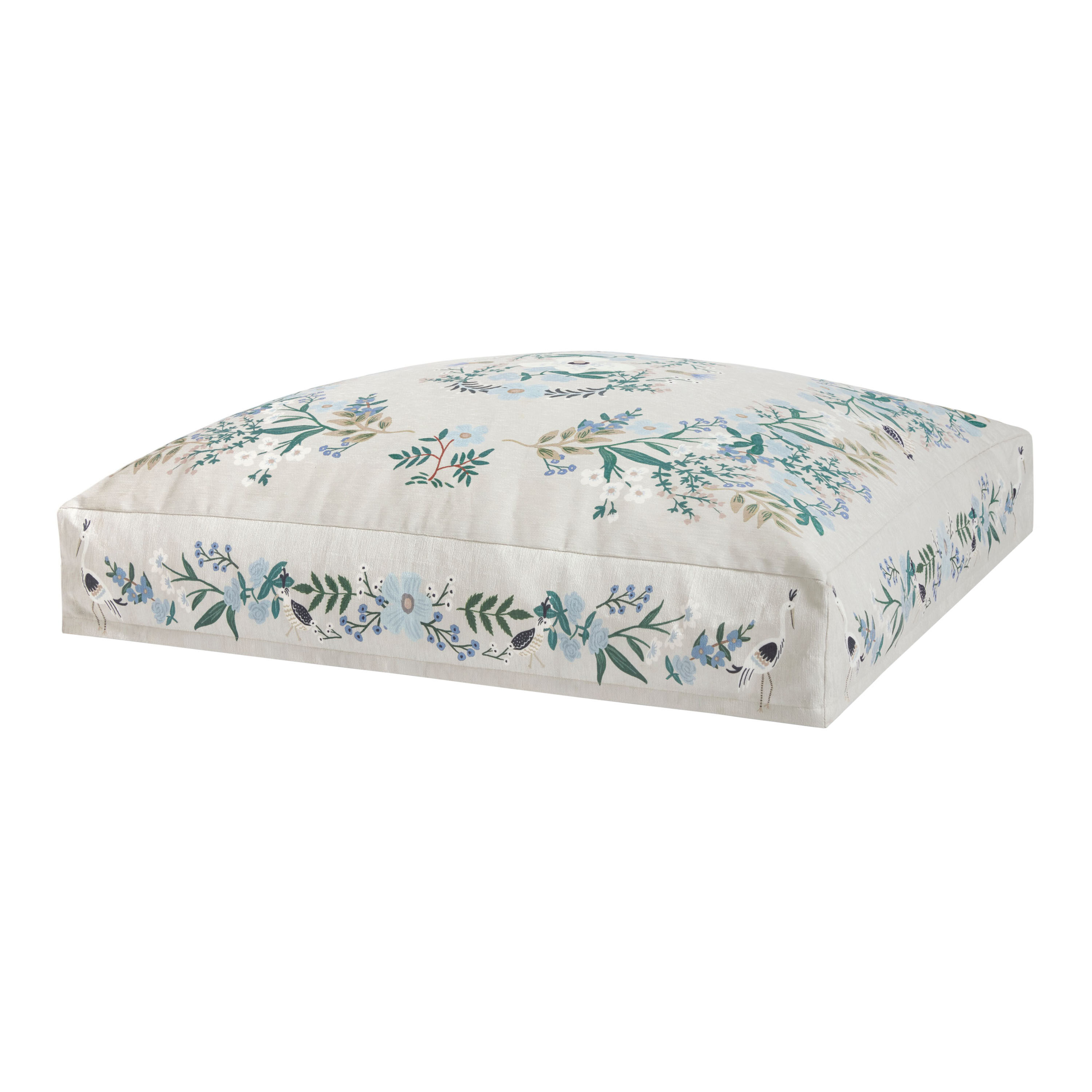 Rifle Paper Co. Gray And Blue Floral Floor Cushion World Market