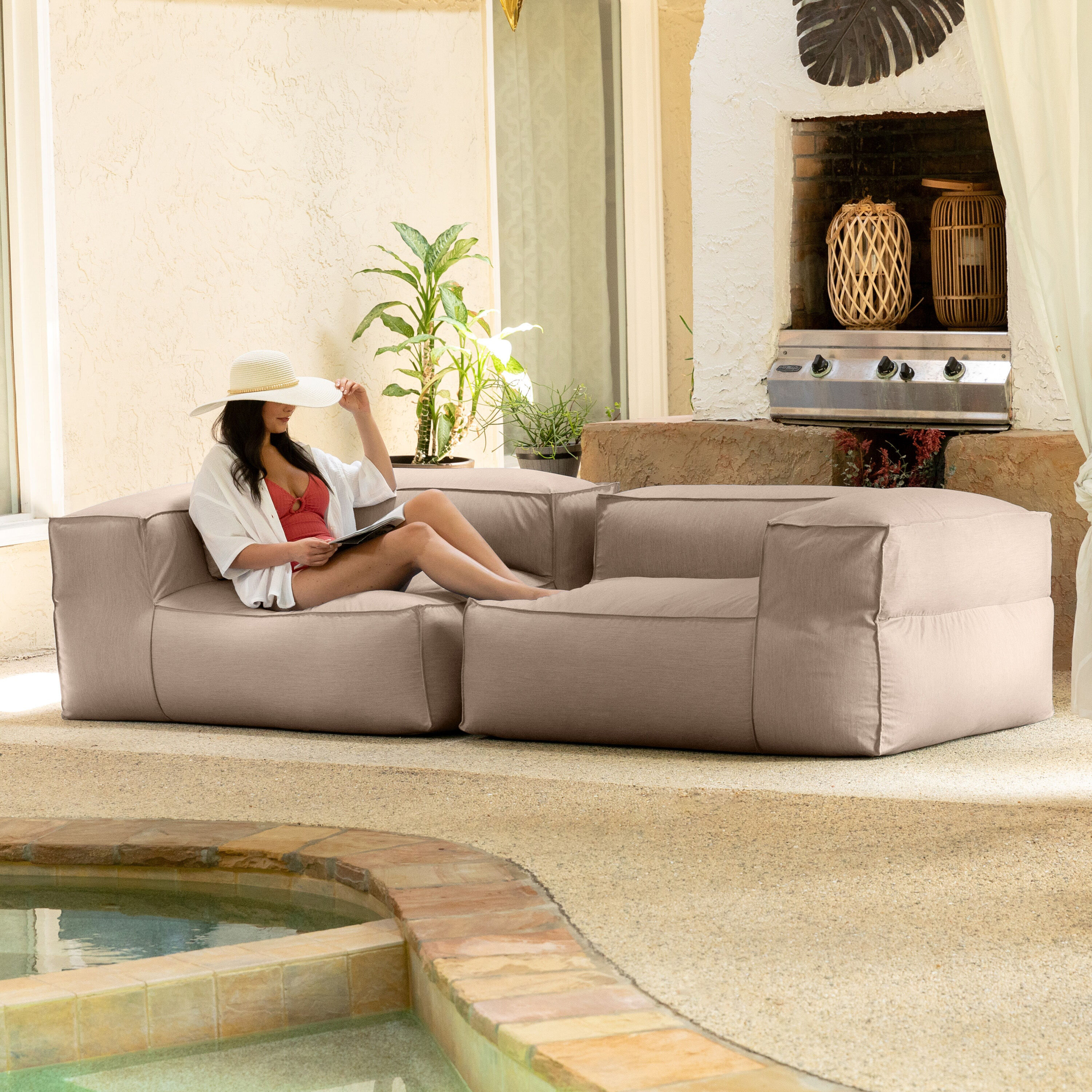 Braylon Sunbrella 2 Piece Modular Outdoor Loveseat image number 1