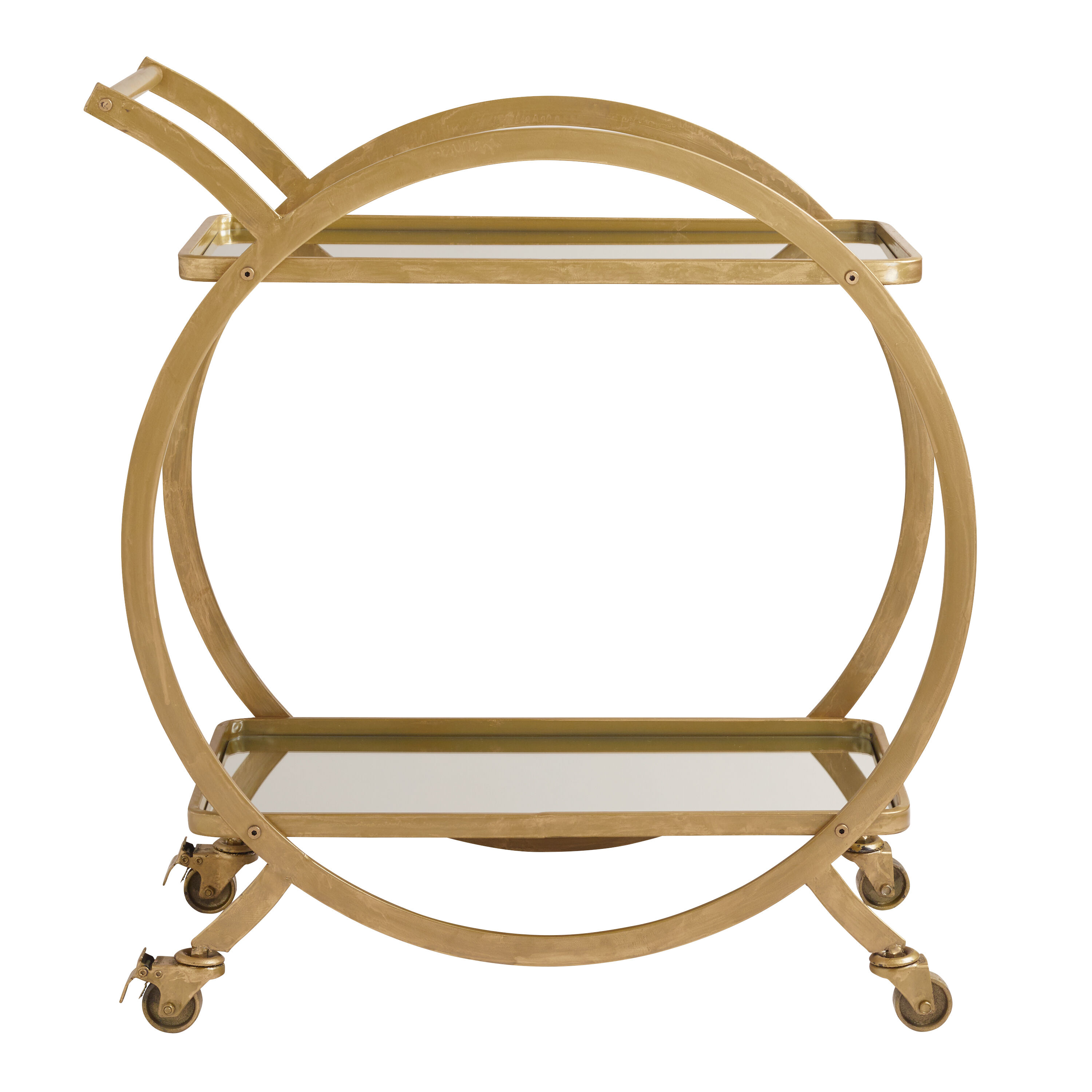 Asher 2Tier Antique Gold Rolling Bar Cart World Market