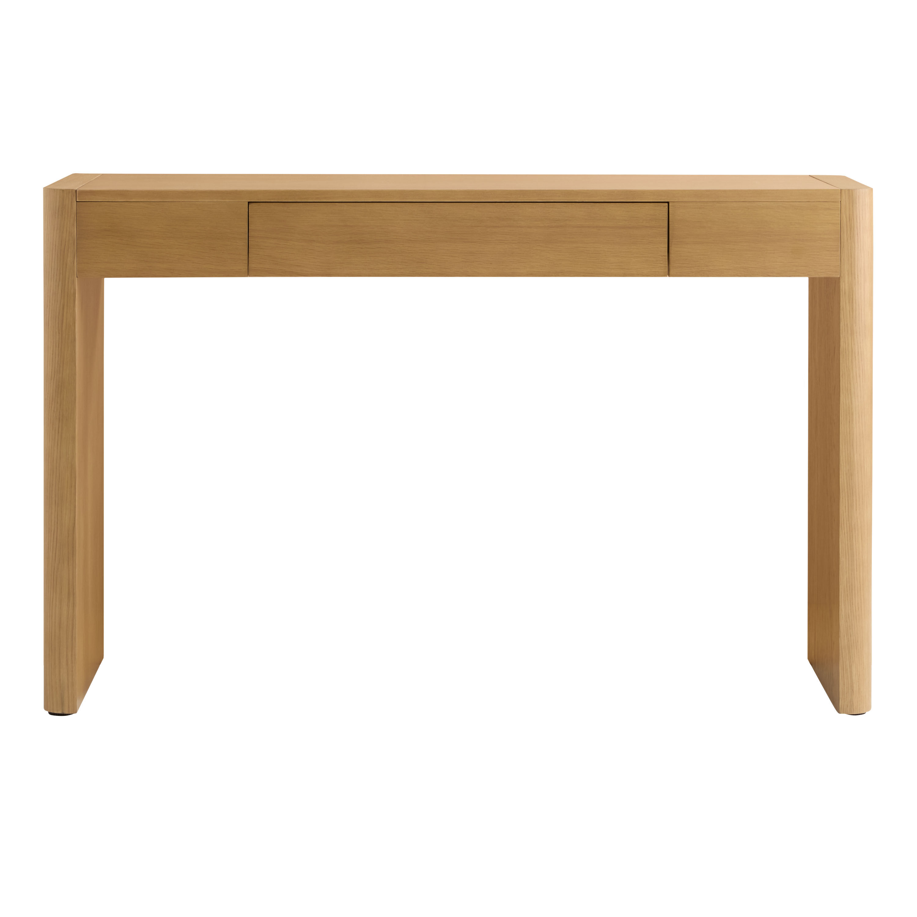 Ortona Warm Blonde Wood Slab Leg Console Table with Drawer image number 2