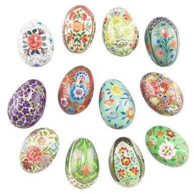 Multicolor Floral Paper Mache Eggs Set Of 12 Multicolor Floral Paper Mache Eggs Set Of 12