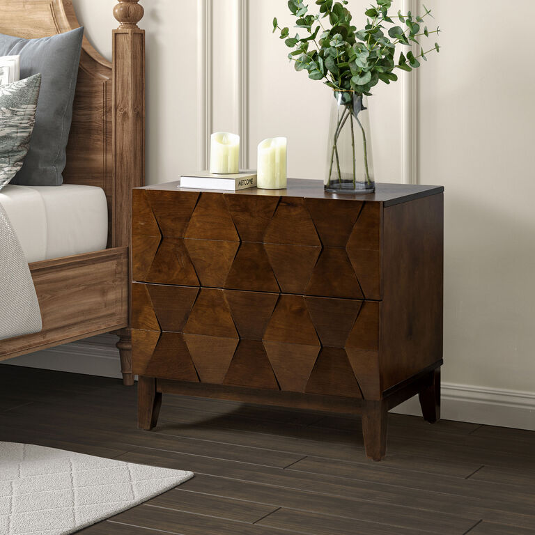 Cadenza Walnut Nightstand with Drawers and Charging Port image number 2