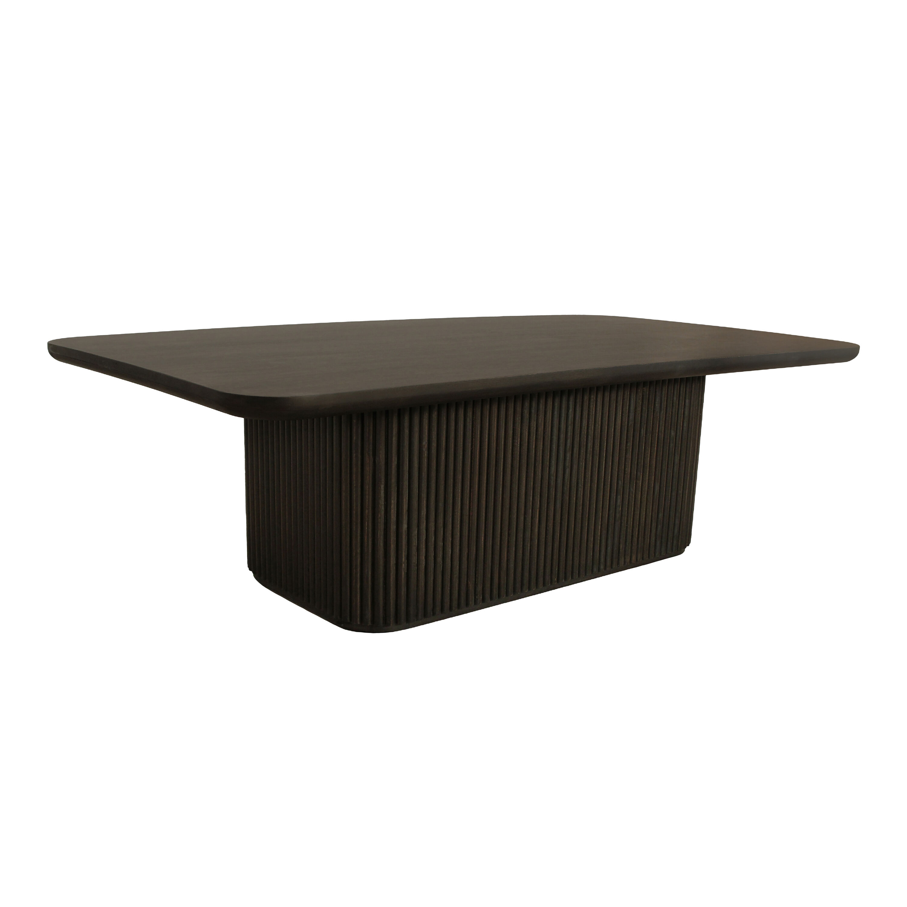 Julia Long Charred Ember Wood Fluted Pedestal Coffee Table