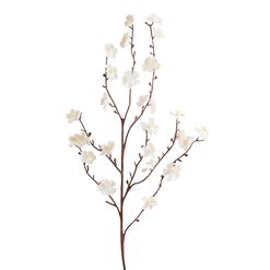 White Faux Velvet Plum Blossom Stems Set Of 2