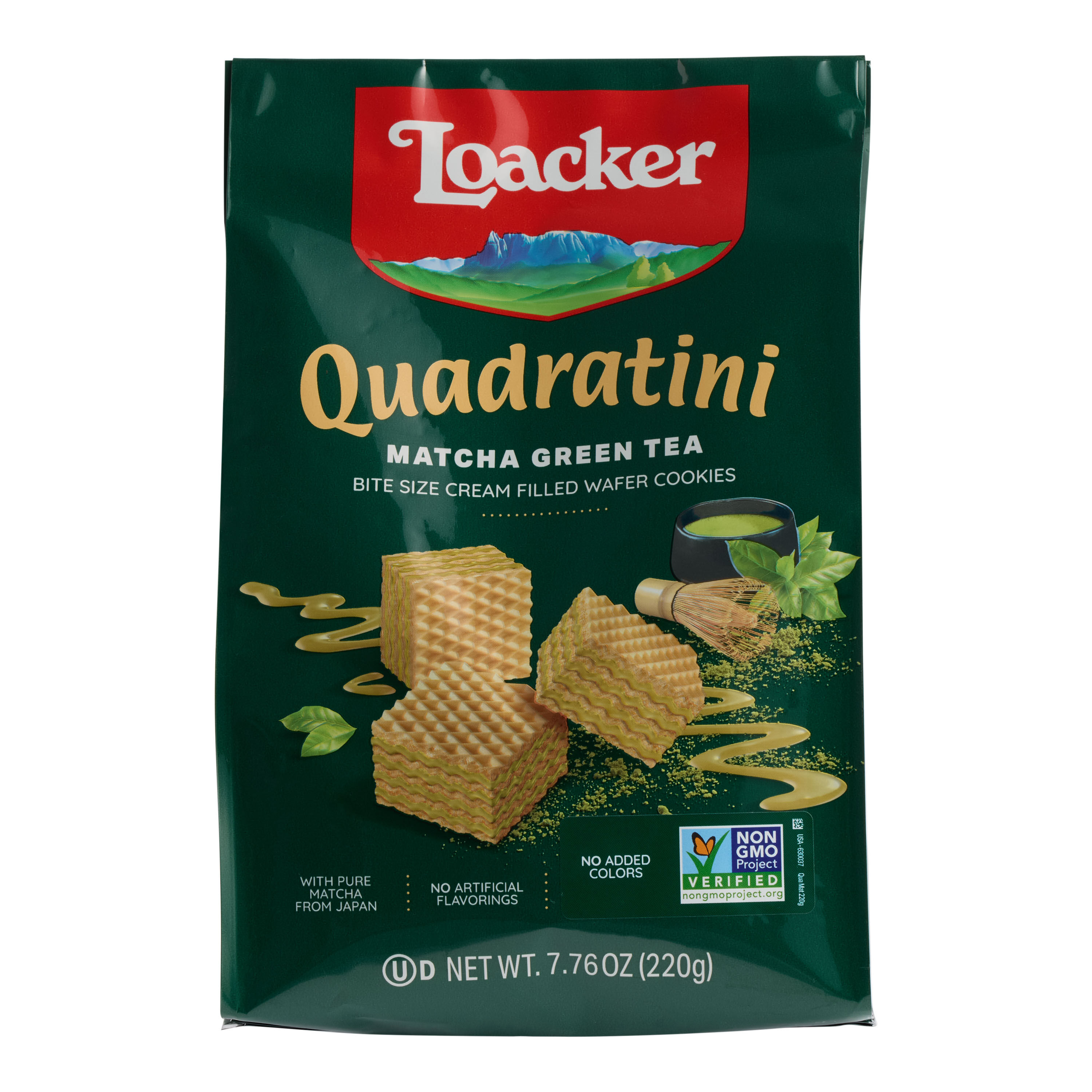 Loacker Quadratini Matcha Green Tea Wafer Cookies