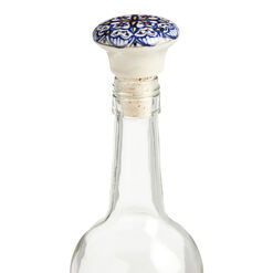 Tunis White And Blue Hand Painted Bottle Stopper