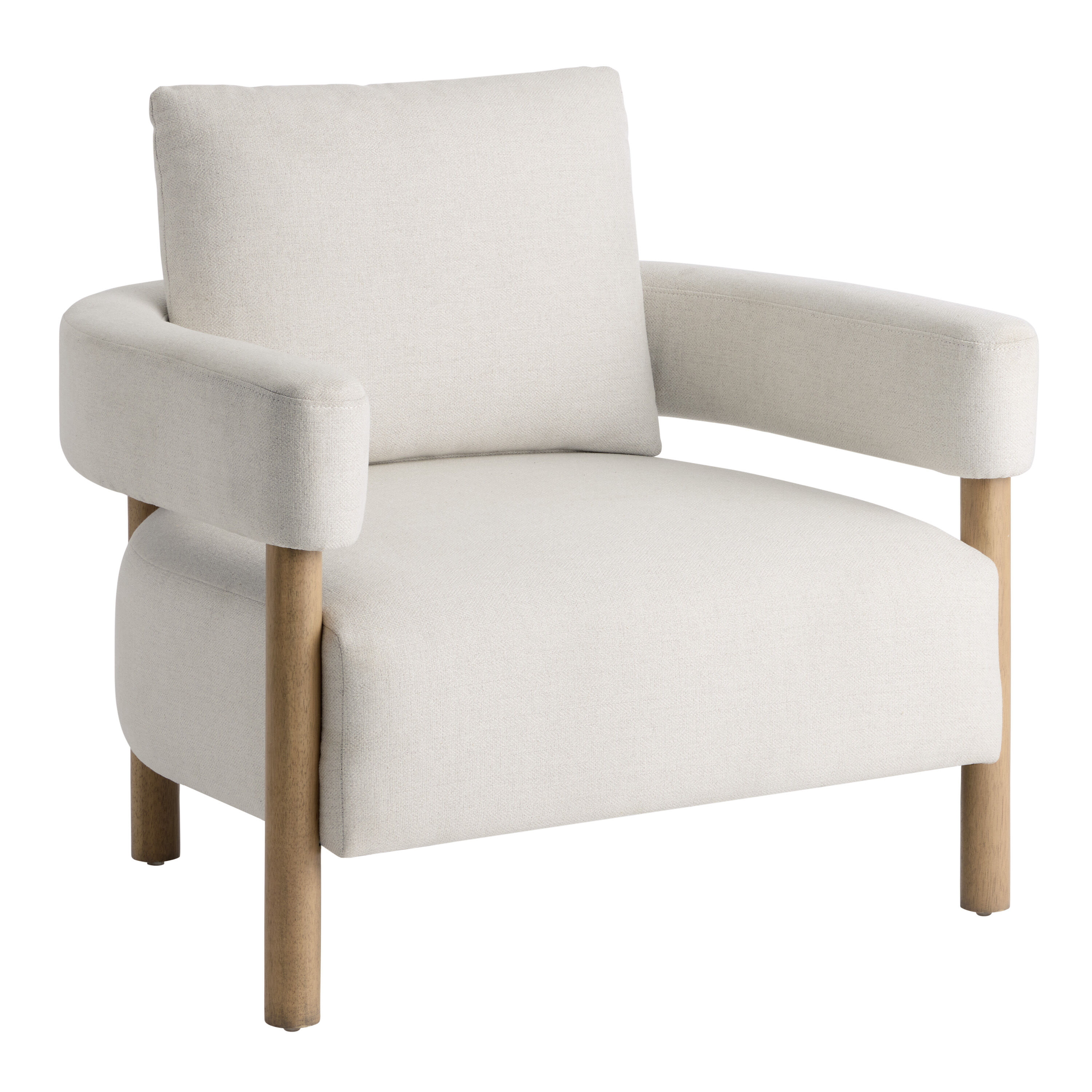 Coralie Ivory and Exposed Wood Curved Back Upholstered Chair World Market