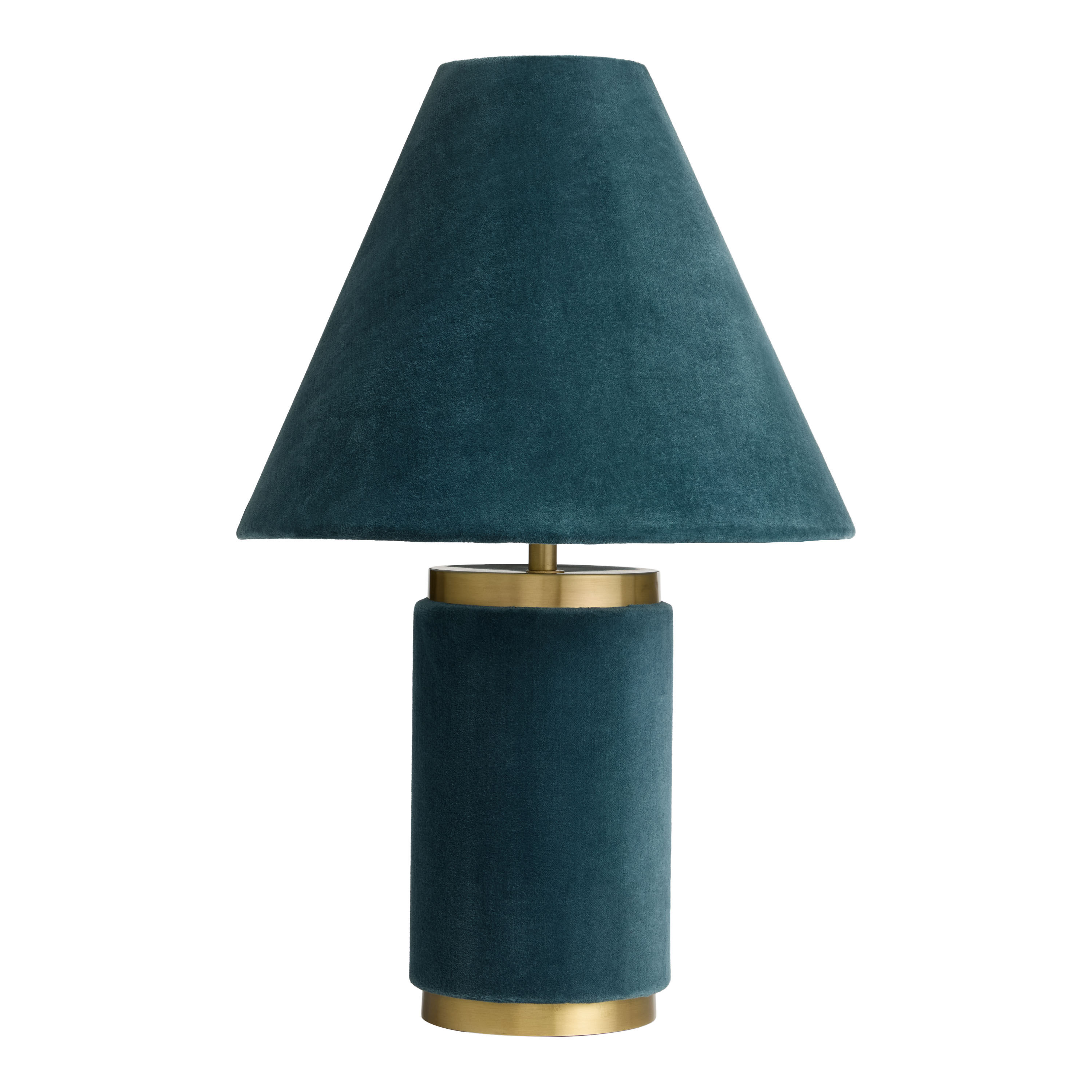 Blue Velvet and Brass Empire Shade Table Lamp