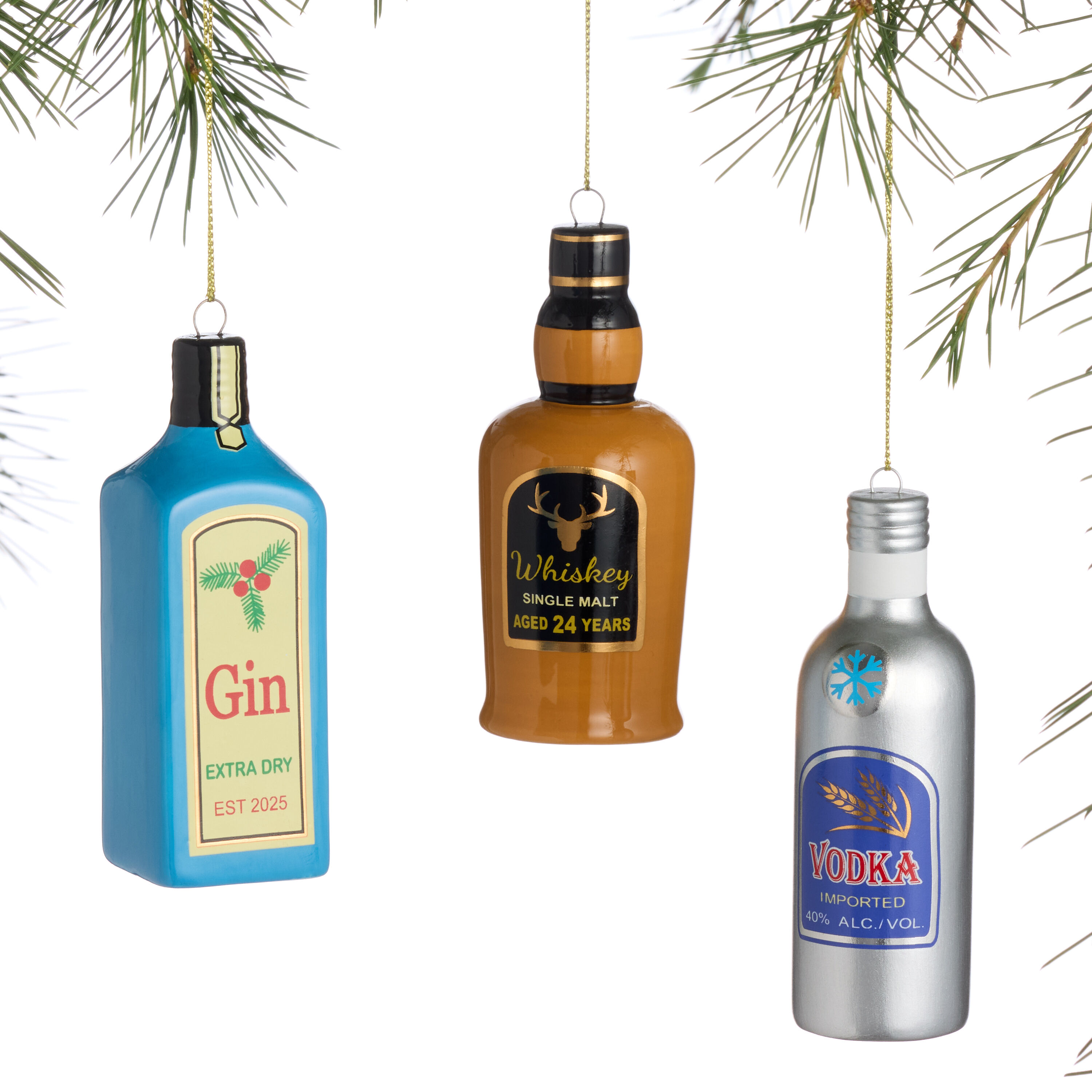 Ceramic Spirit Bottle Ornaments Set of 3