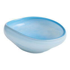 Blue Mouth Blown Glass Decorative Bowl