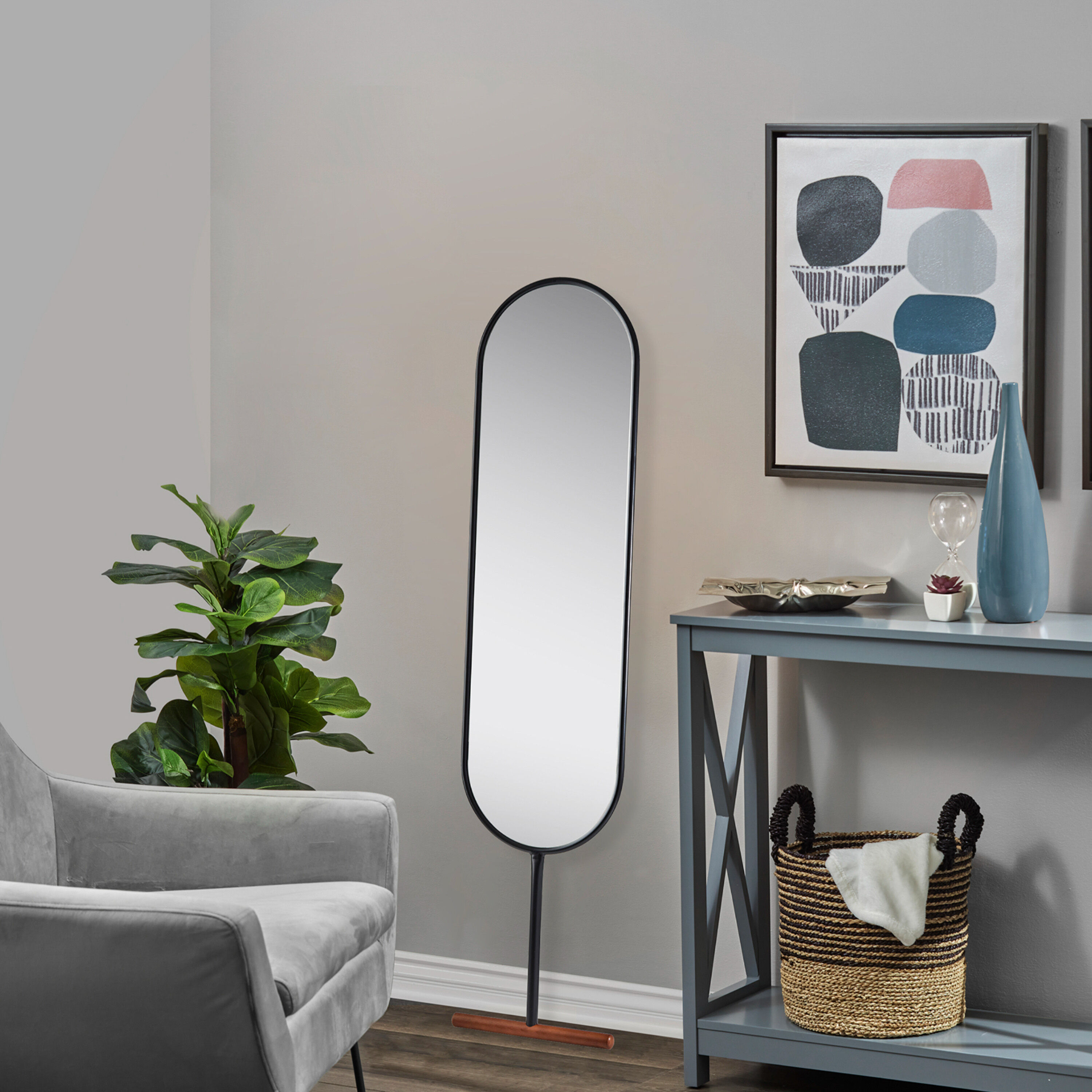 Black cheap leaning mirror