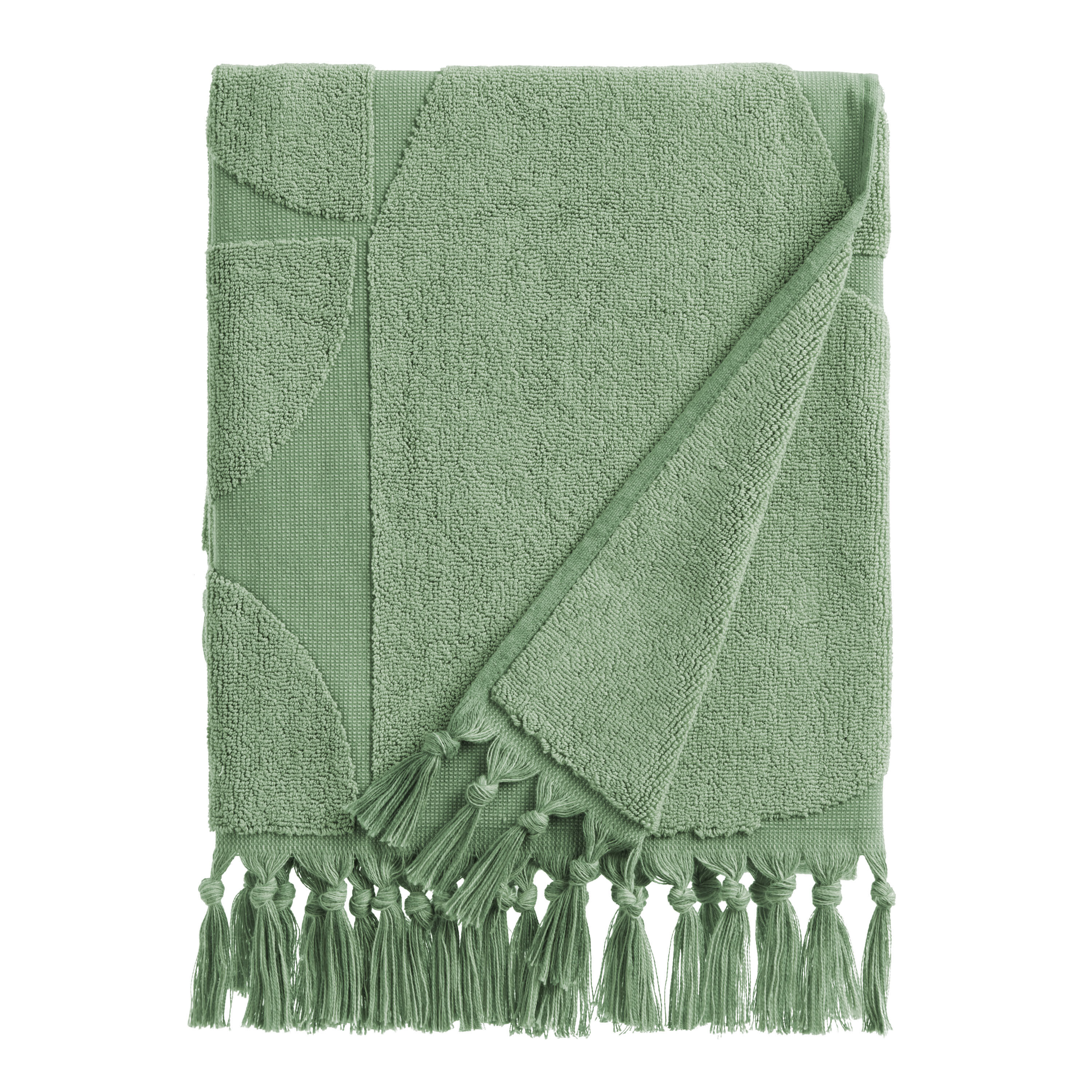 Green geometric towels clearance