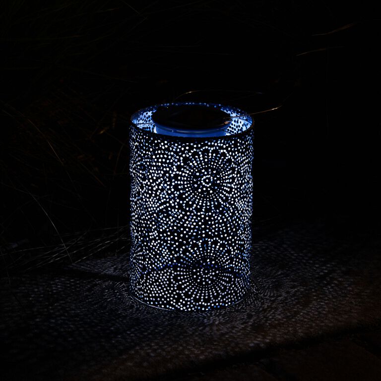 Fabric Floral Cylinder Solar LED Lantern image number 6