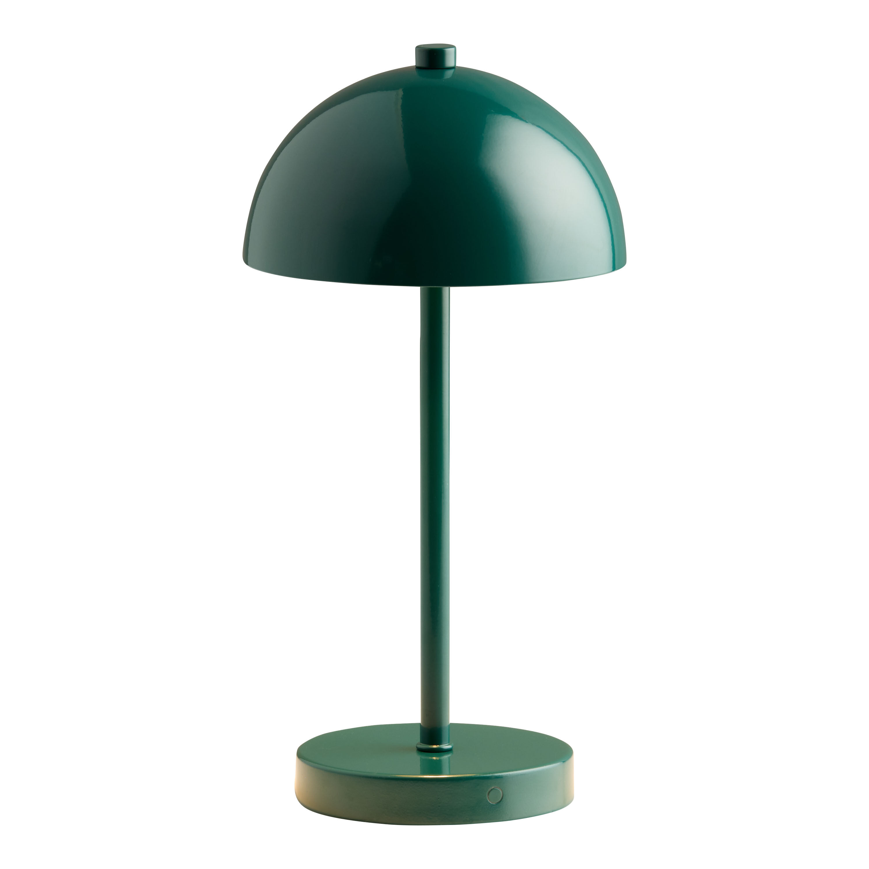Orange Enameled Metal Dome LED Portable Touch Lamp