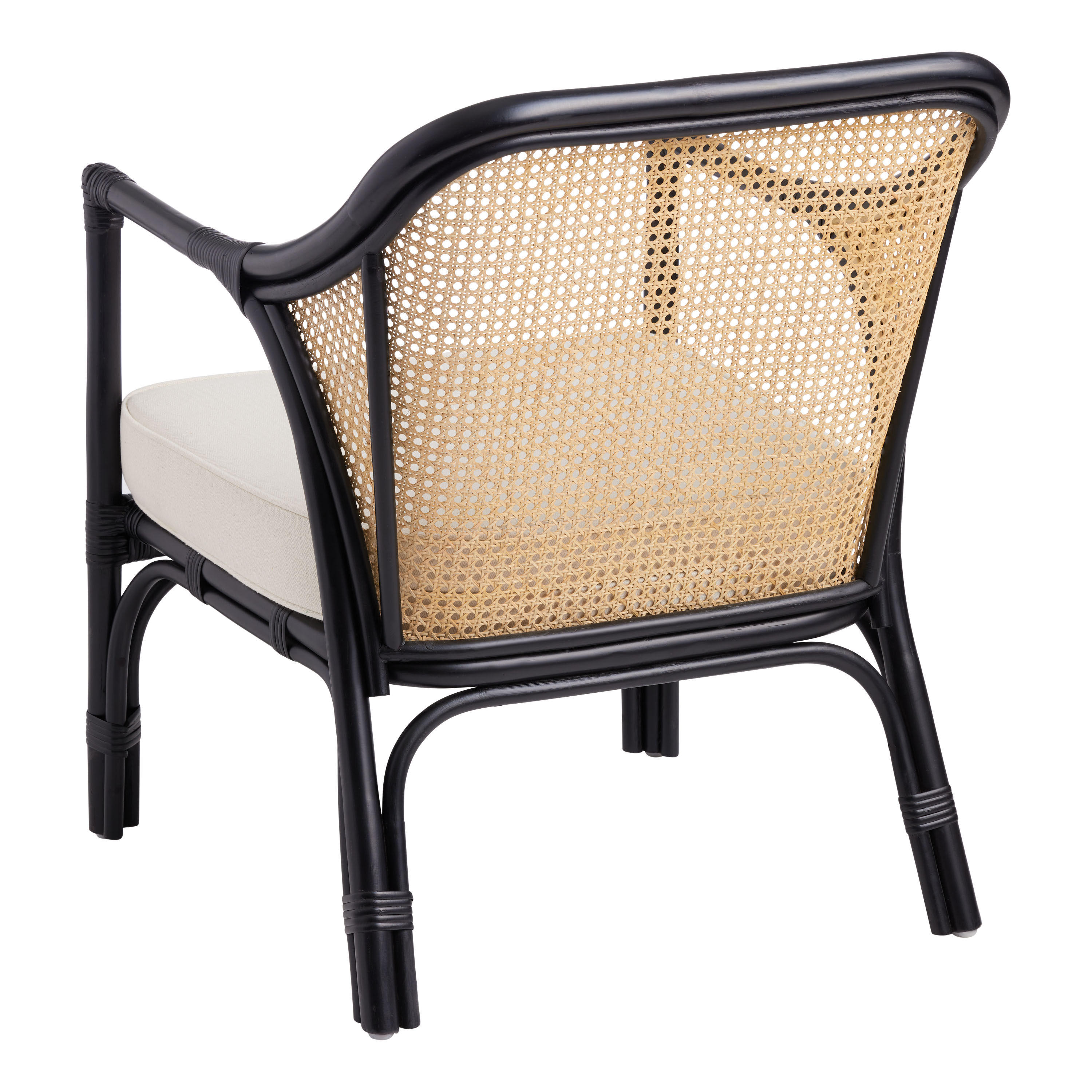 Black rattan chair shop with cushion