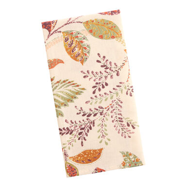 Orange and Maroon Leaf Block Print Kitchen Towel Orange and Maroon Leaf Block Print Kitchen Towel