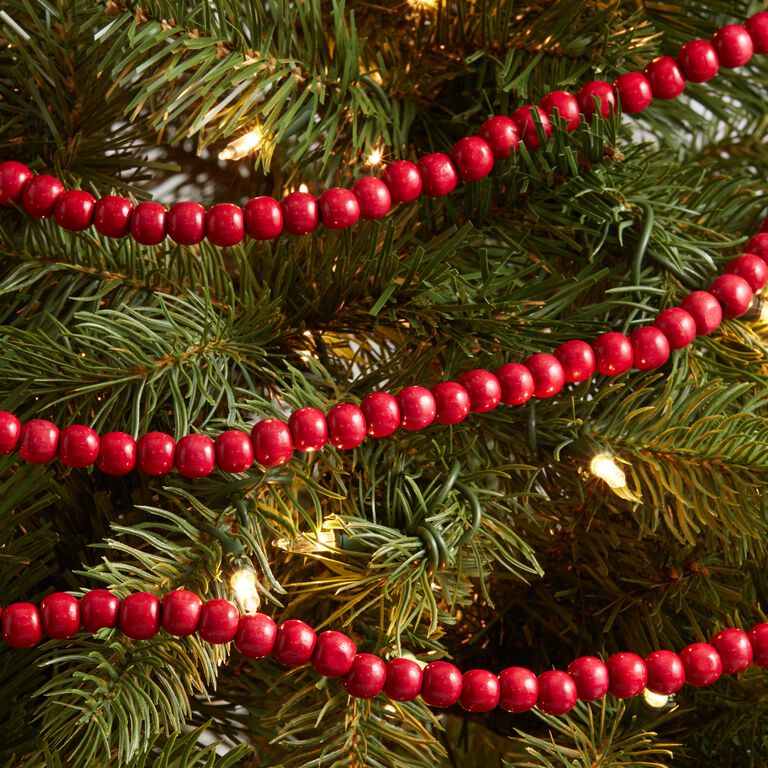 Red Wood Bead Cranberry Garland