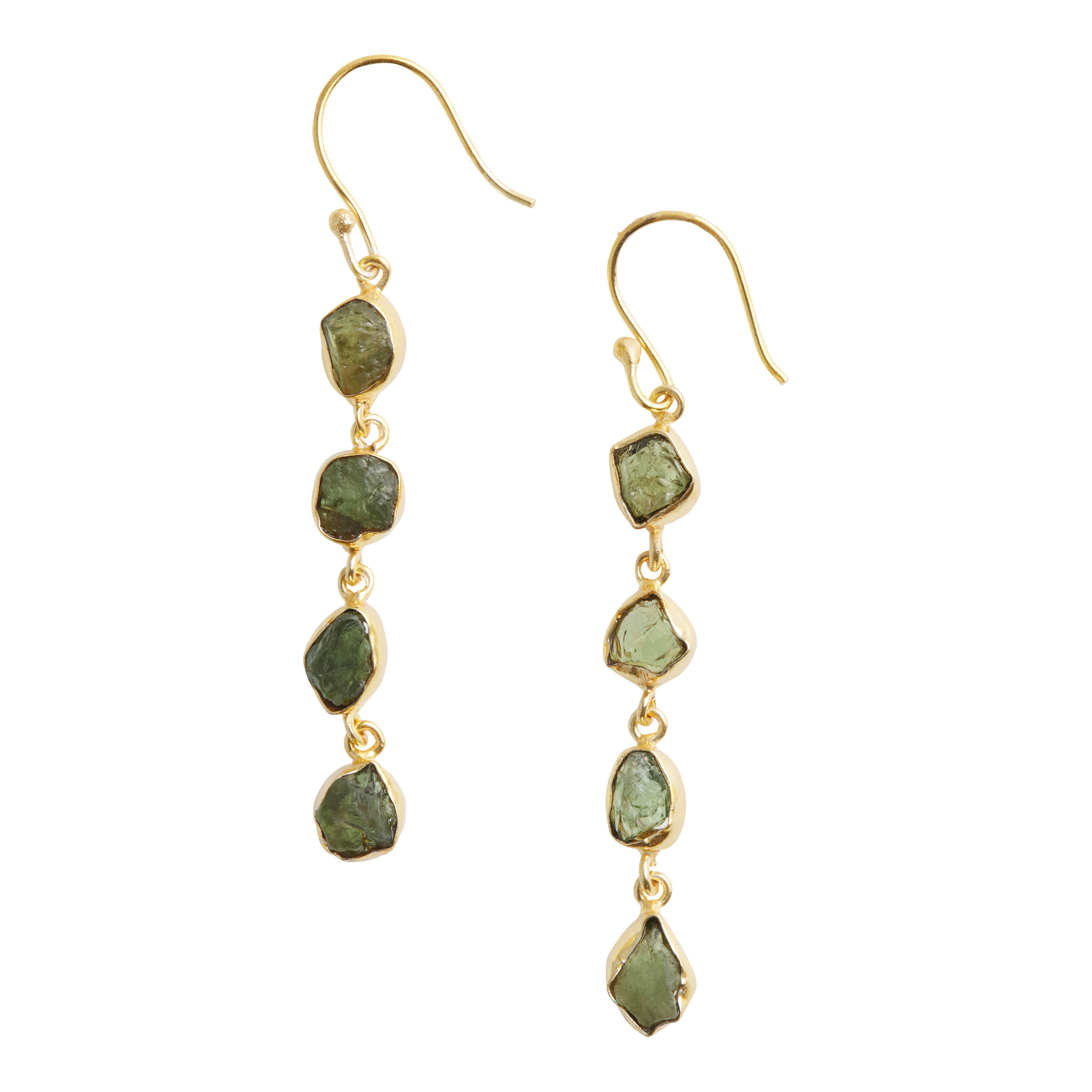 Gold And Green Semiprecious Apatite Dangle Earrings World Market