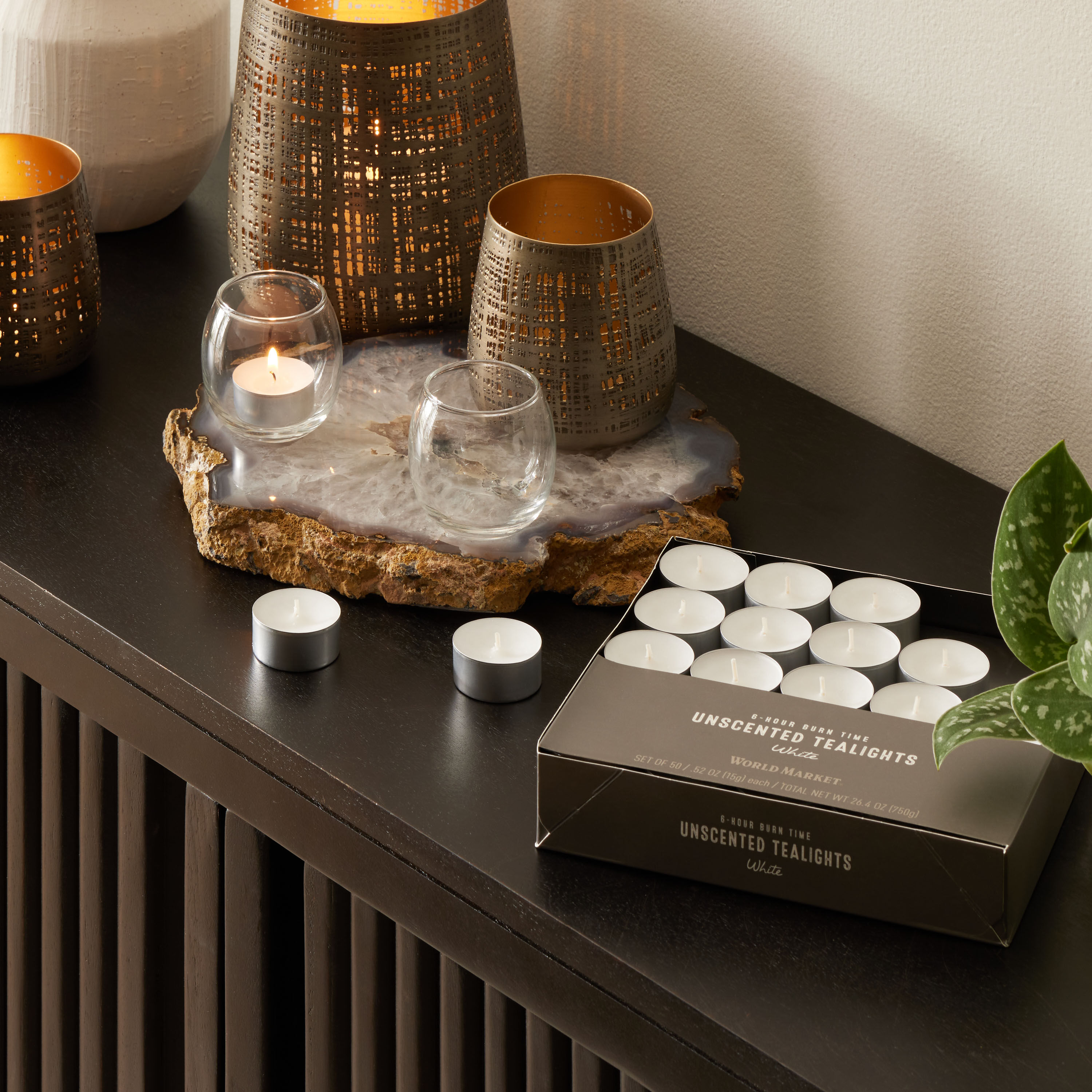 White Long Burning Tealight Candles 50 Pack World Market