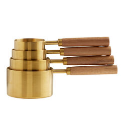 Gold Metal and Wood Nesting Measuring Cups