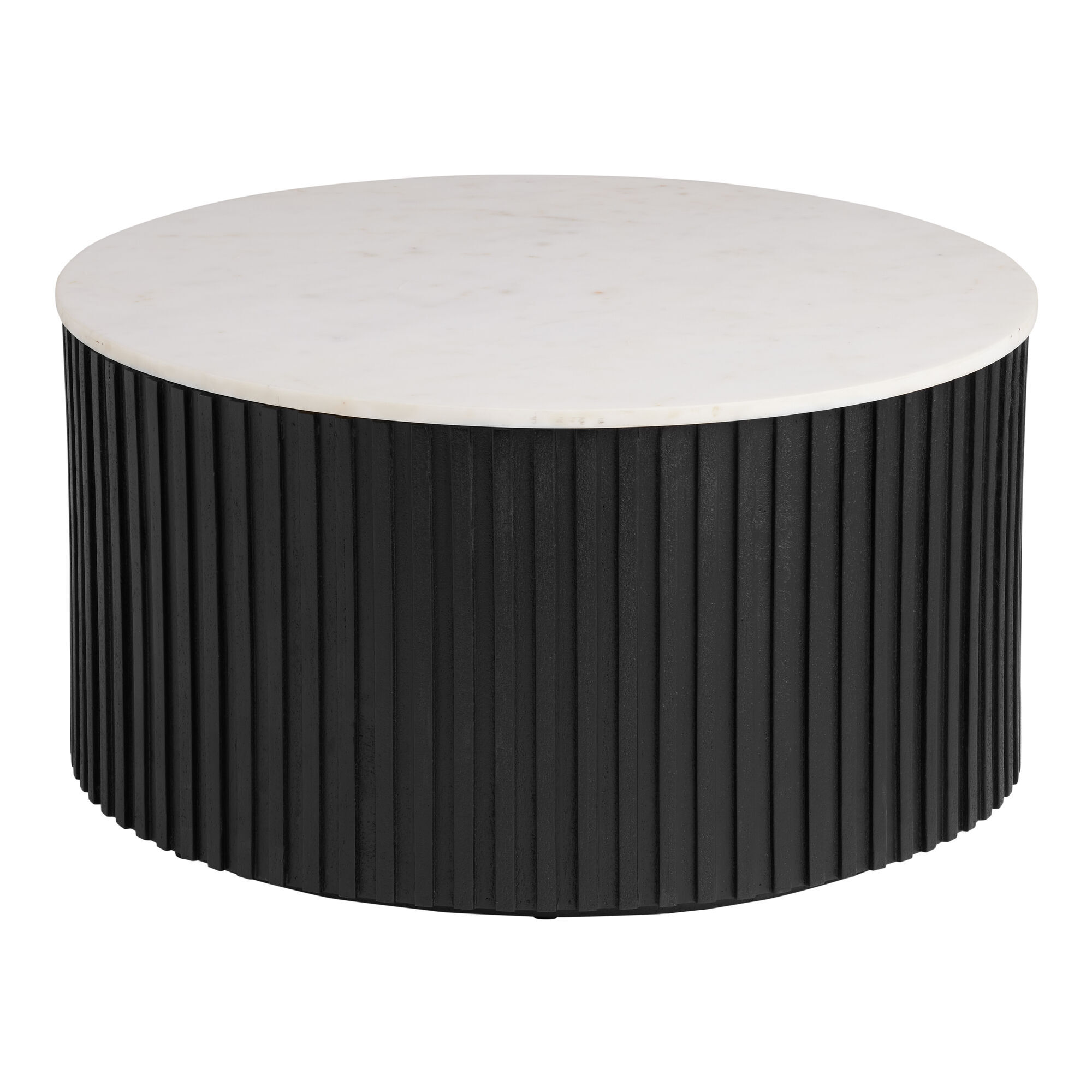 Corey Round Onyx Wood Marble Top Fluted Coffee Table World Market