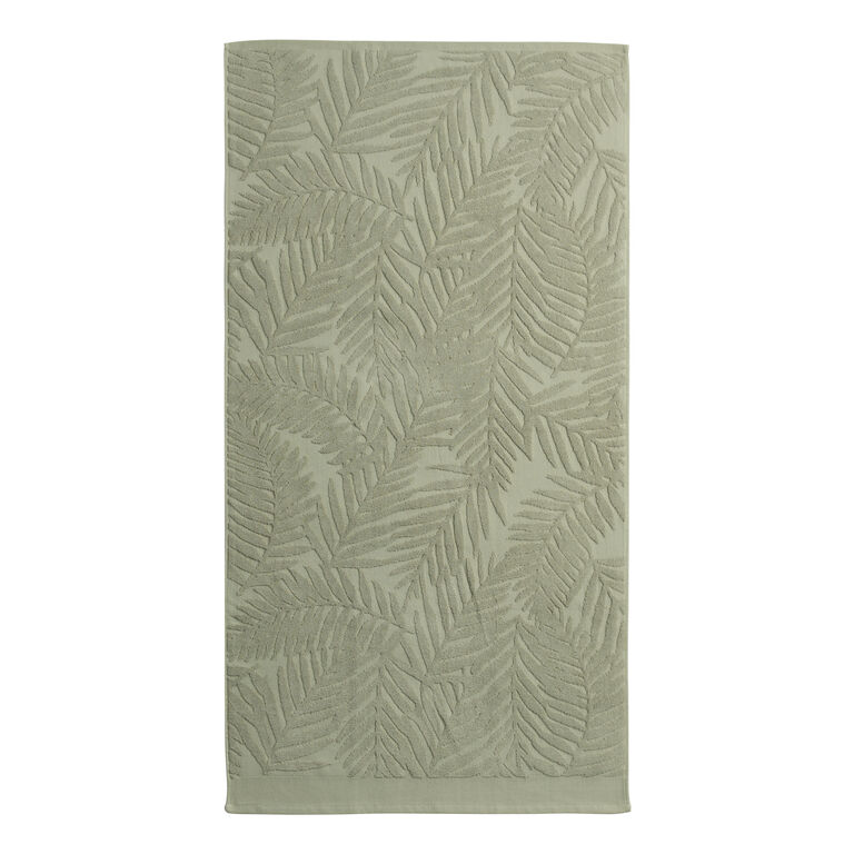 Sage Green Sculpted Palm Leaf Bath Towel image number 3