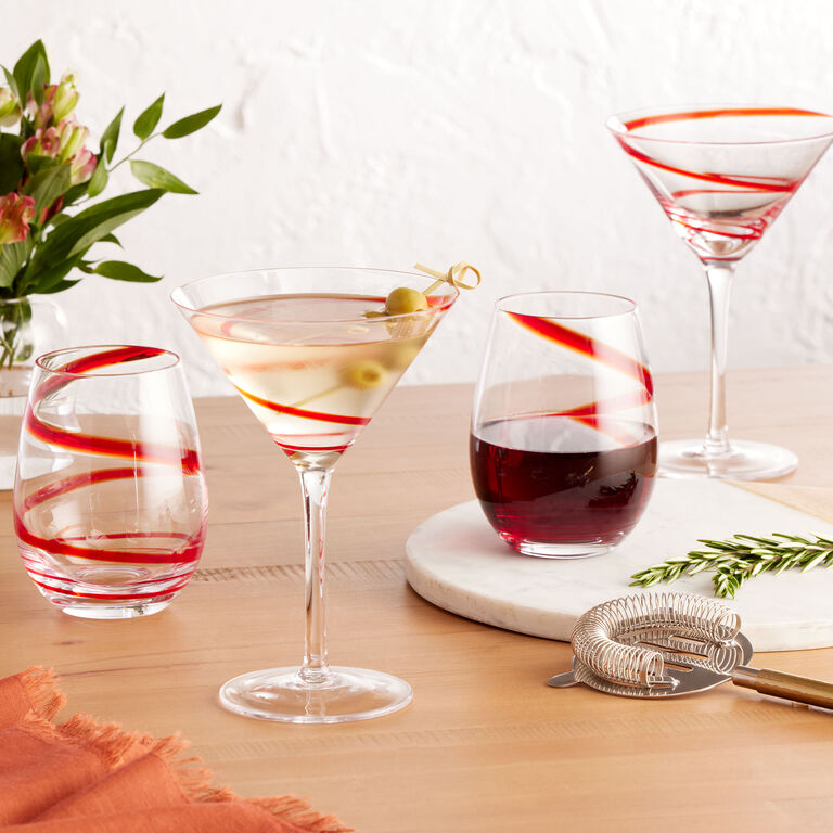 Red Swirl Handmade Martini Glass