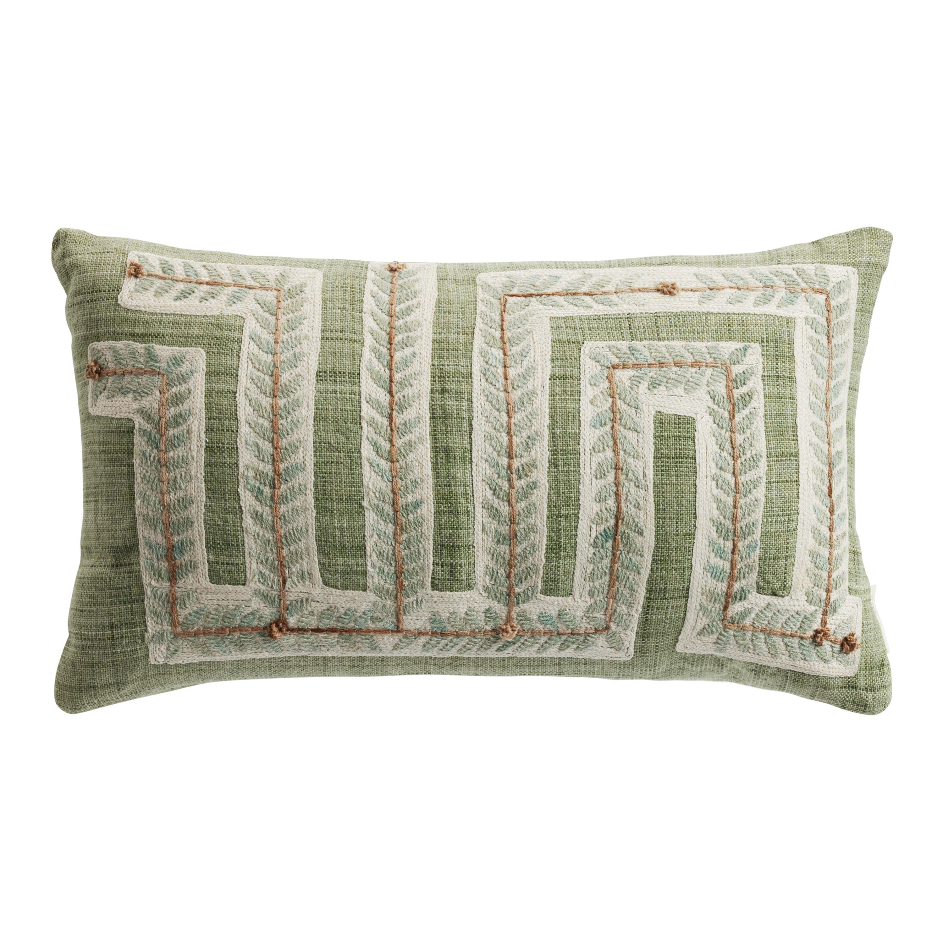 Sage Green Leaf Maze Indoor Outdoor Lumbar Pillow World Market