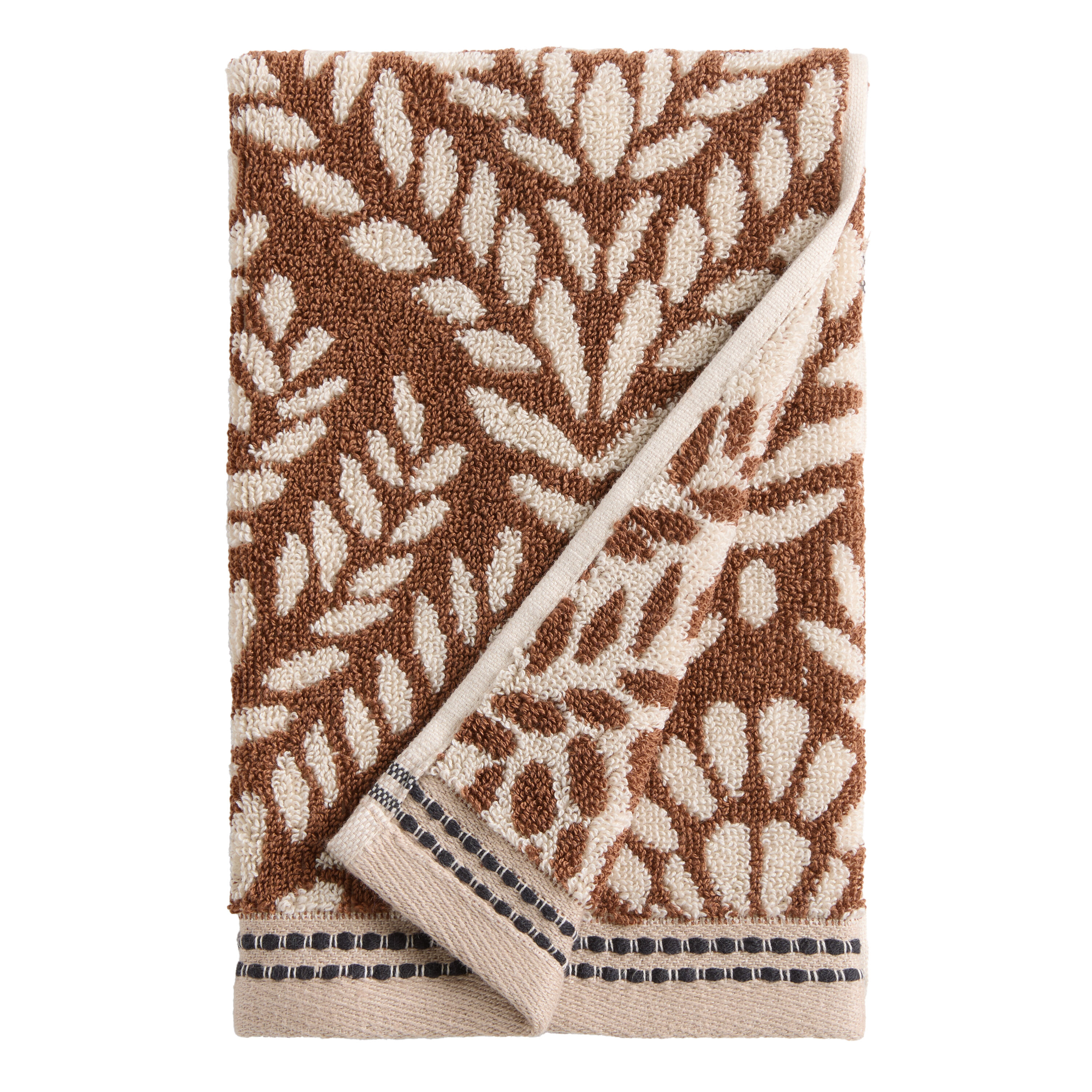 Felicia Chocolate Brown Jacquard Fan Towel Collection image number 1