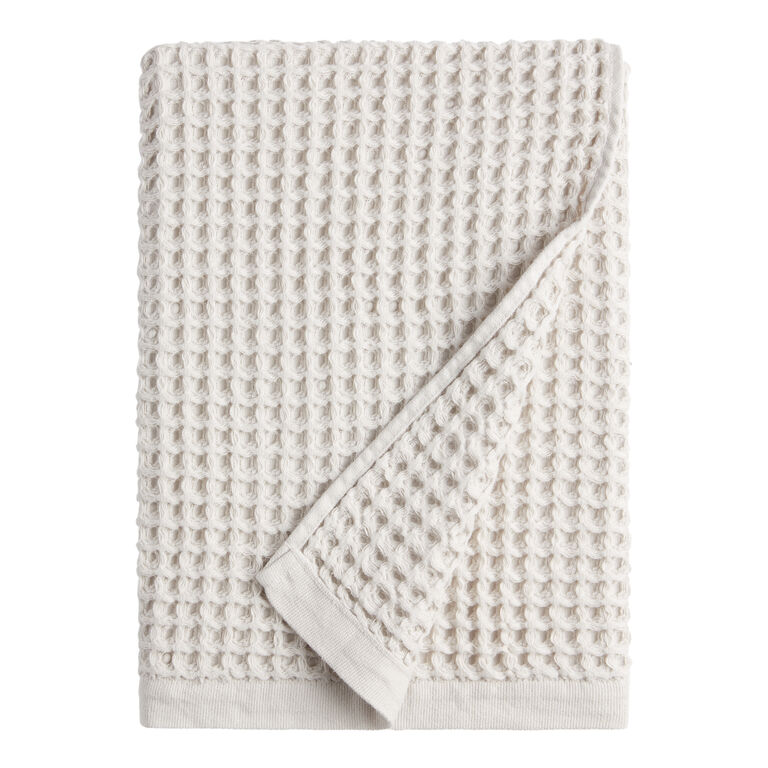 Light Gray Waffle Weave Cotton Bath Towel - World Market