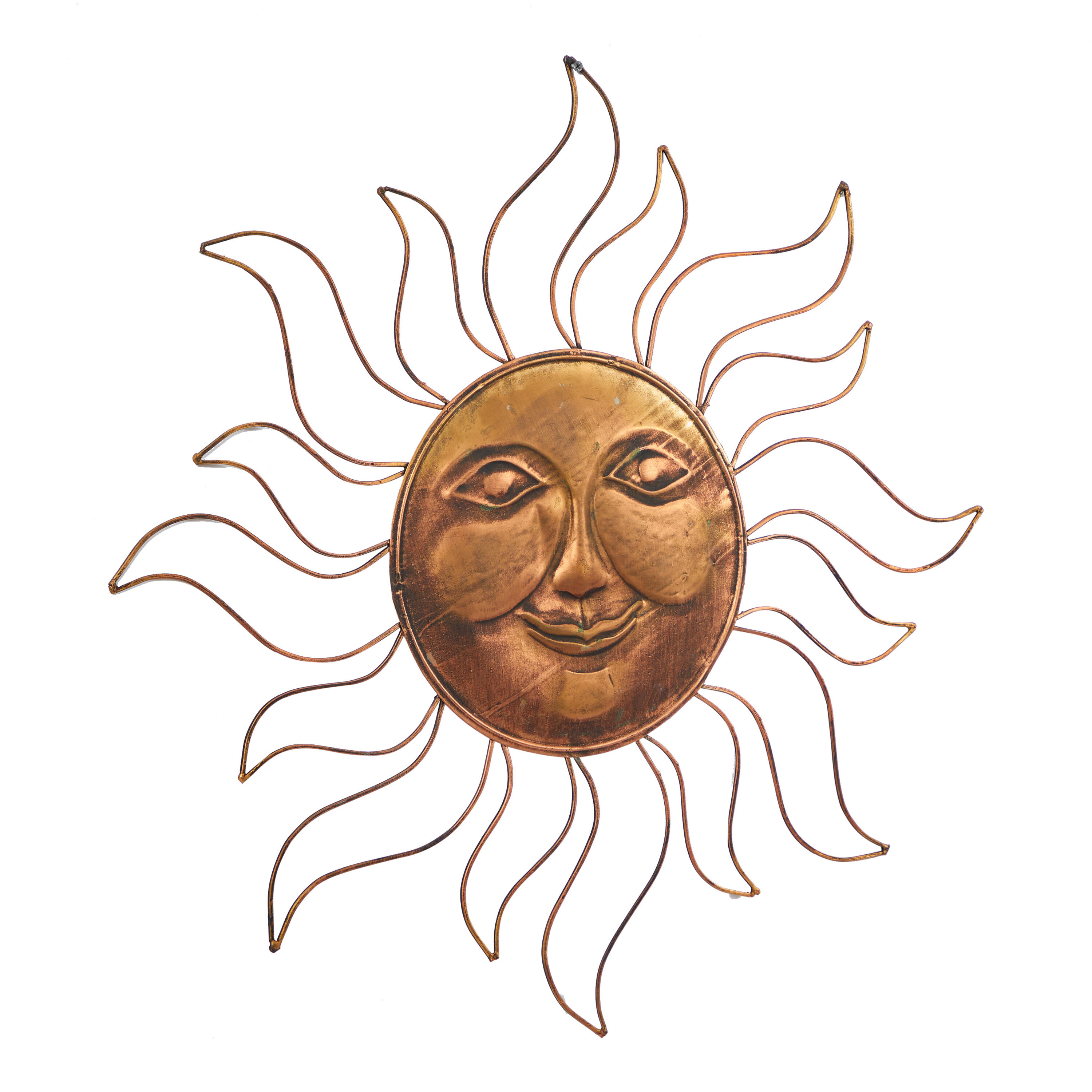 Copper Metal Sun Face Wall Decor image number 2