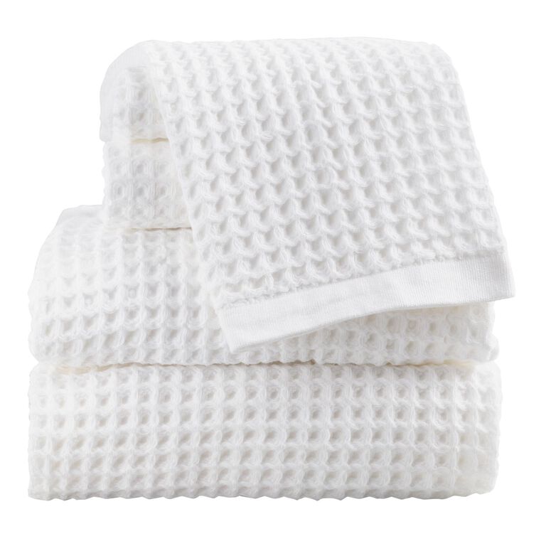 Light Gray Waffle Weave Cotton Hand Towel - World Market