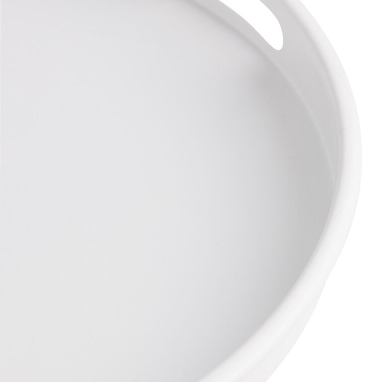 Adelmo Round White and Gold Tray Top Folding Side Table image number 5