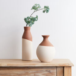 Wide Two Tone Earthenware Dipped Vase