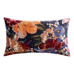 Multicolor Velvet Vintage Floral Lumbar Pillow