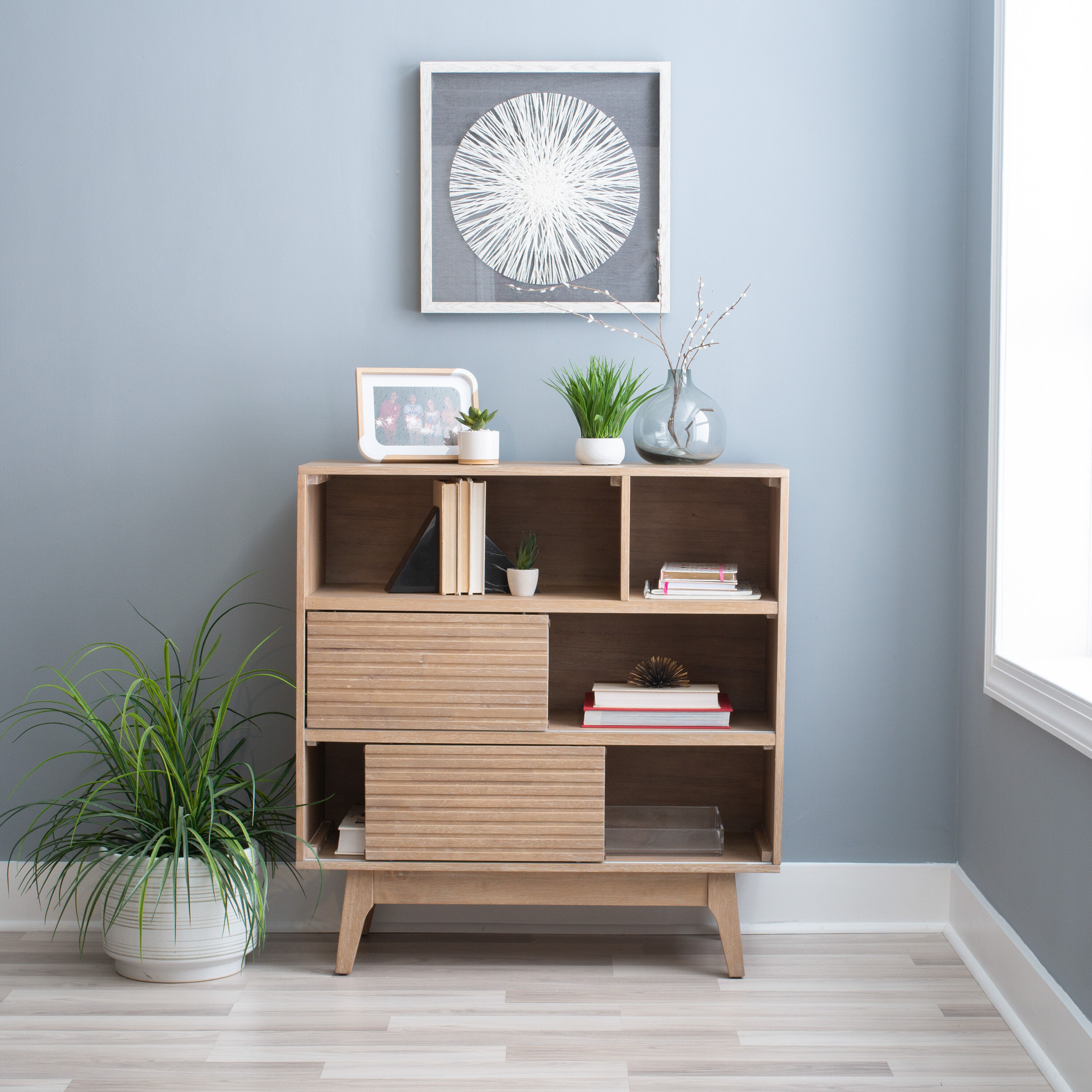Mid century sales bookcase low