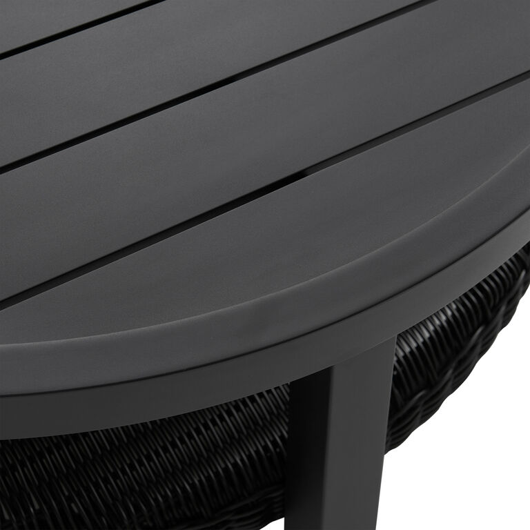 Rhodes Round Black Metal Outdoor Coffee Table with Shelf image number 4