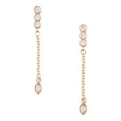 Gold And Cubic Zirconia Chain Dangle Earrings