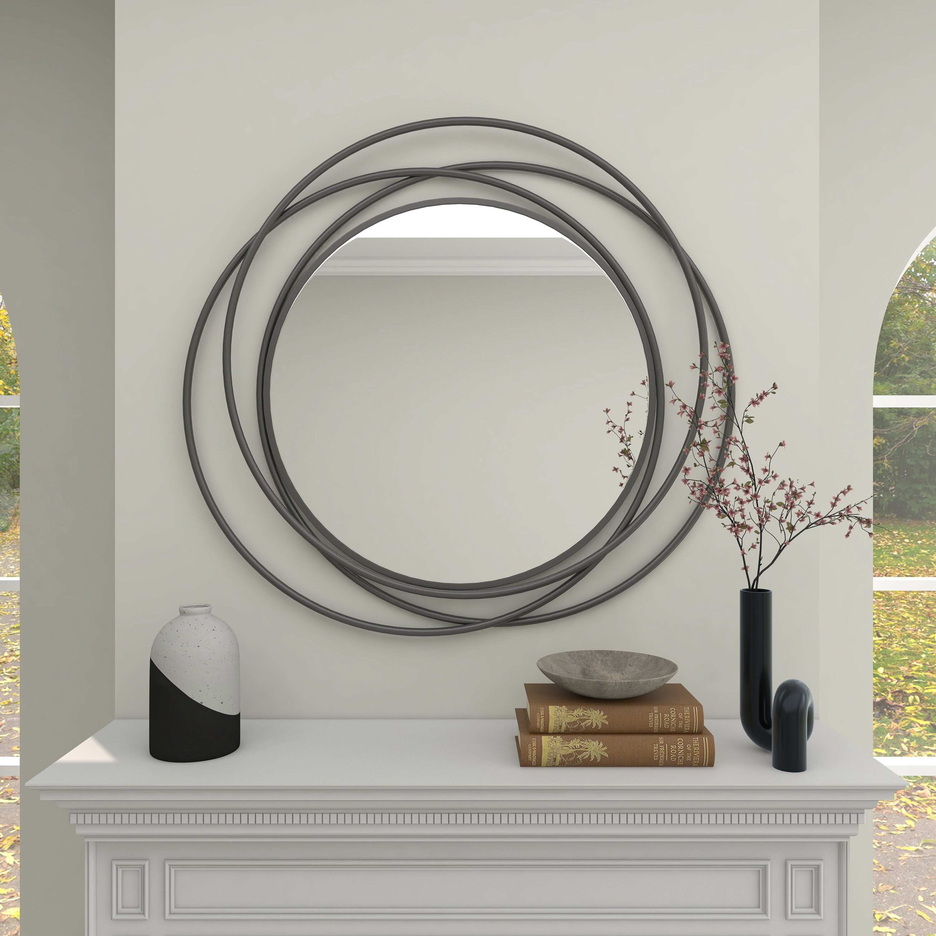 Gray wall mirror top