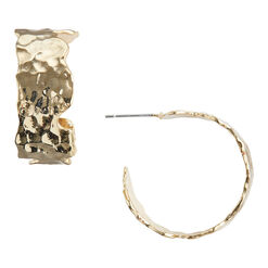 Textured 14k Gold Plated Hoop Earrings