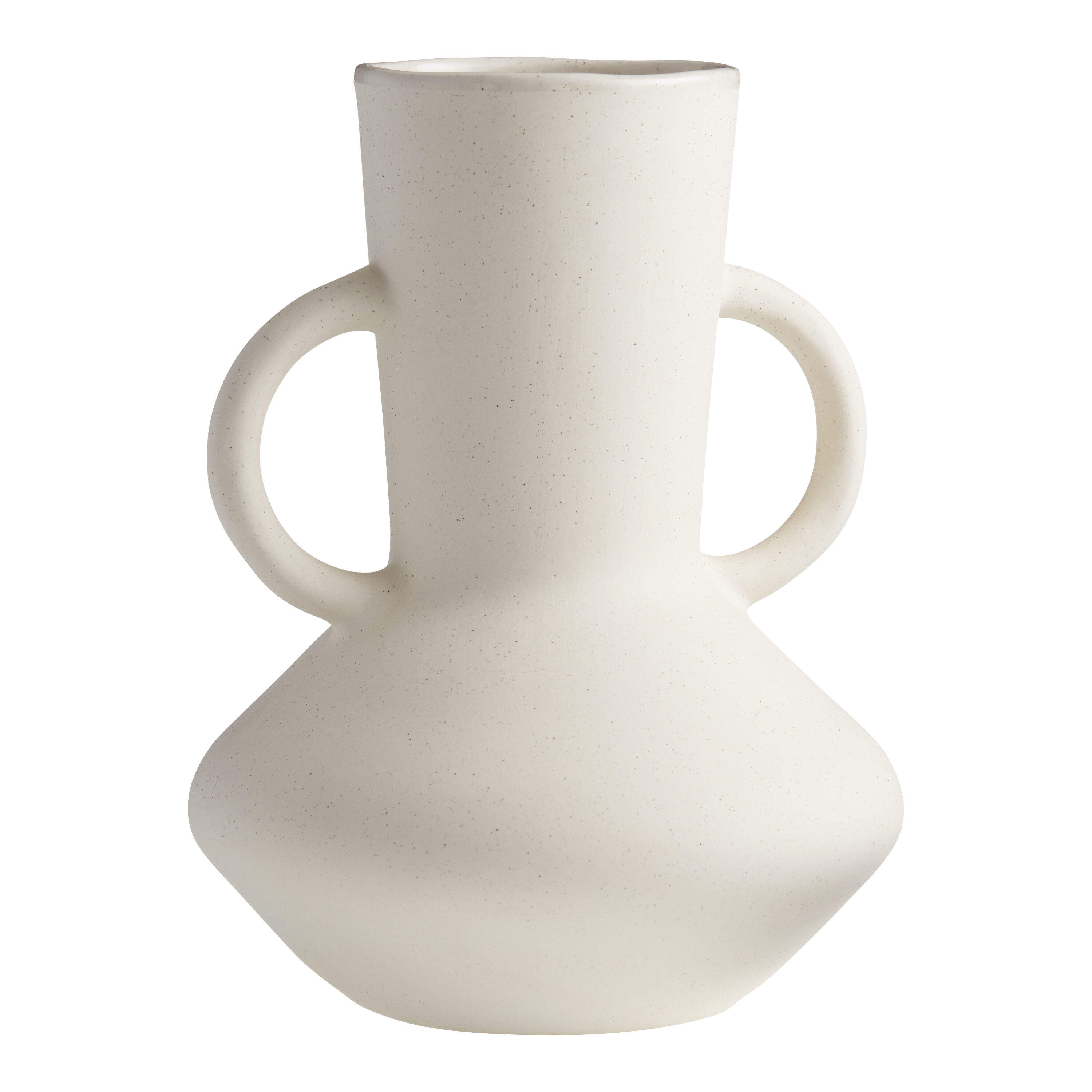 Ivory Textured Ceramic Vase With Handles image number 0