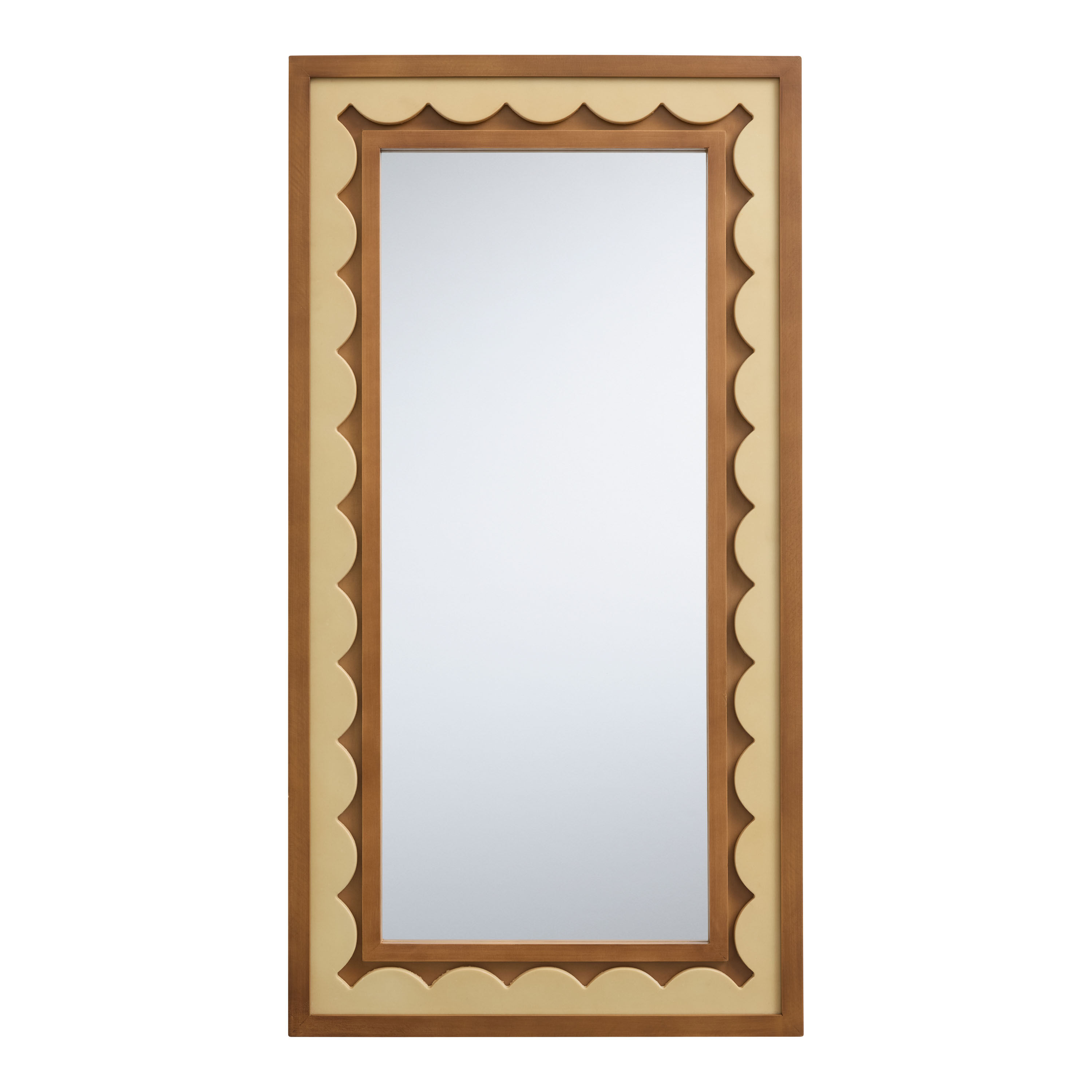 Natural Pine and White Resin Scalloped Wall Mirror