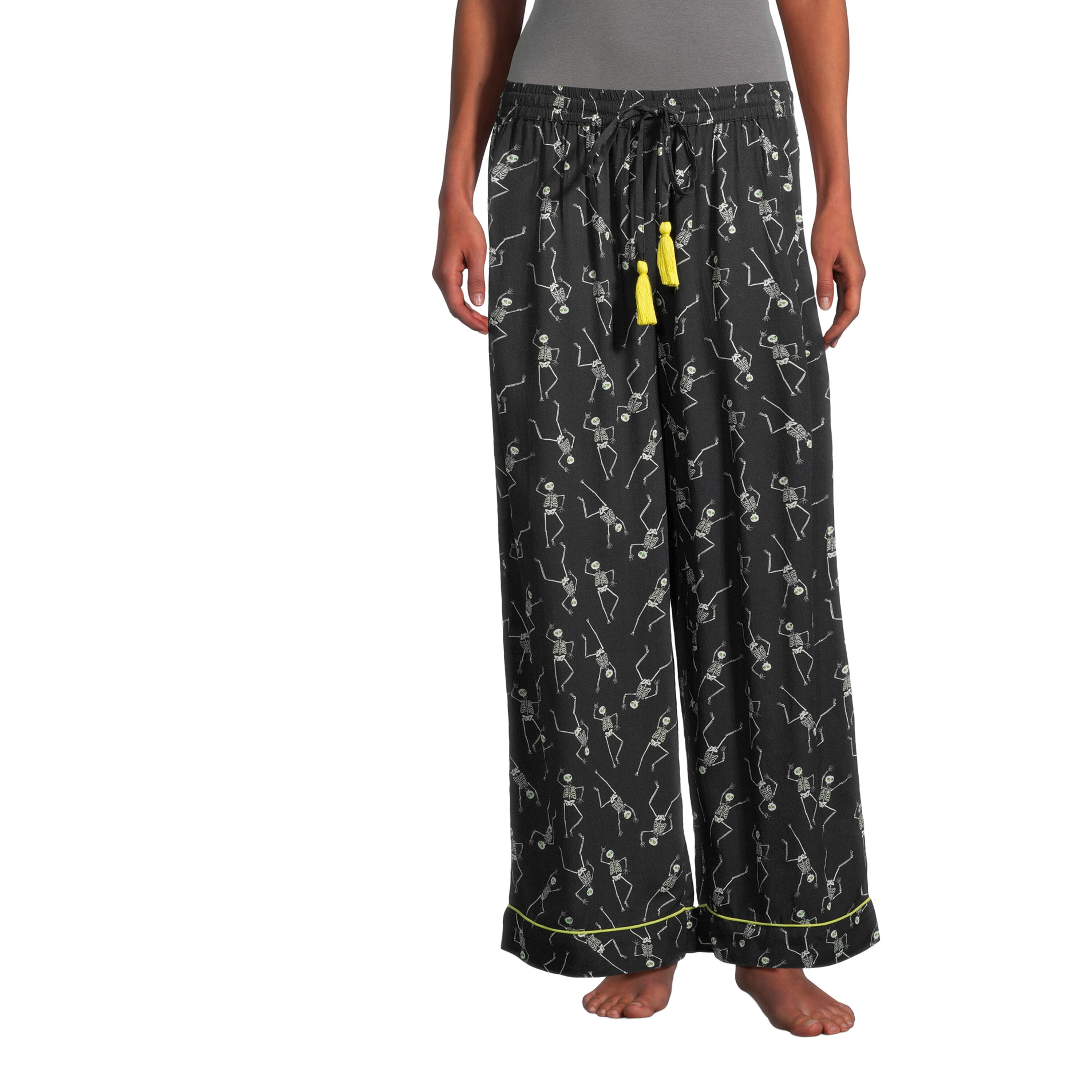Black and White Dancing Skeleton Pajama Pants image number 0