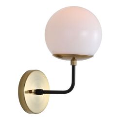 Warm Gold And White Glass Globe Linden Wall Sconce