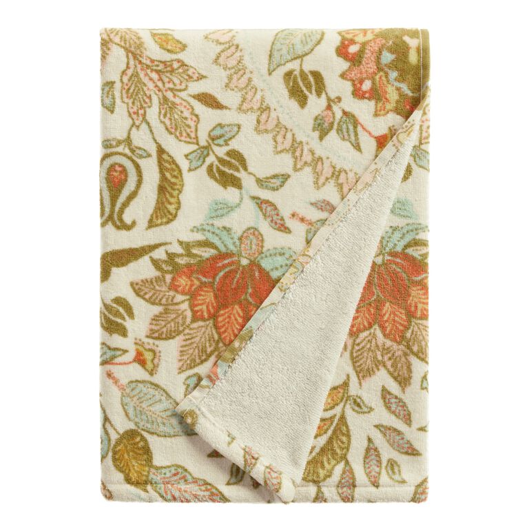 Indah Ivory Multicolor Floral Velour Towel Collection - World Market