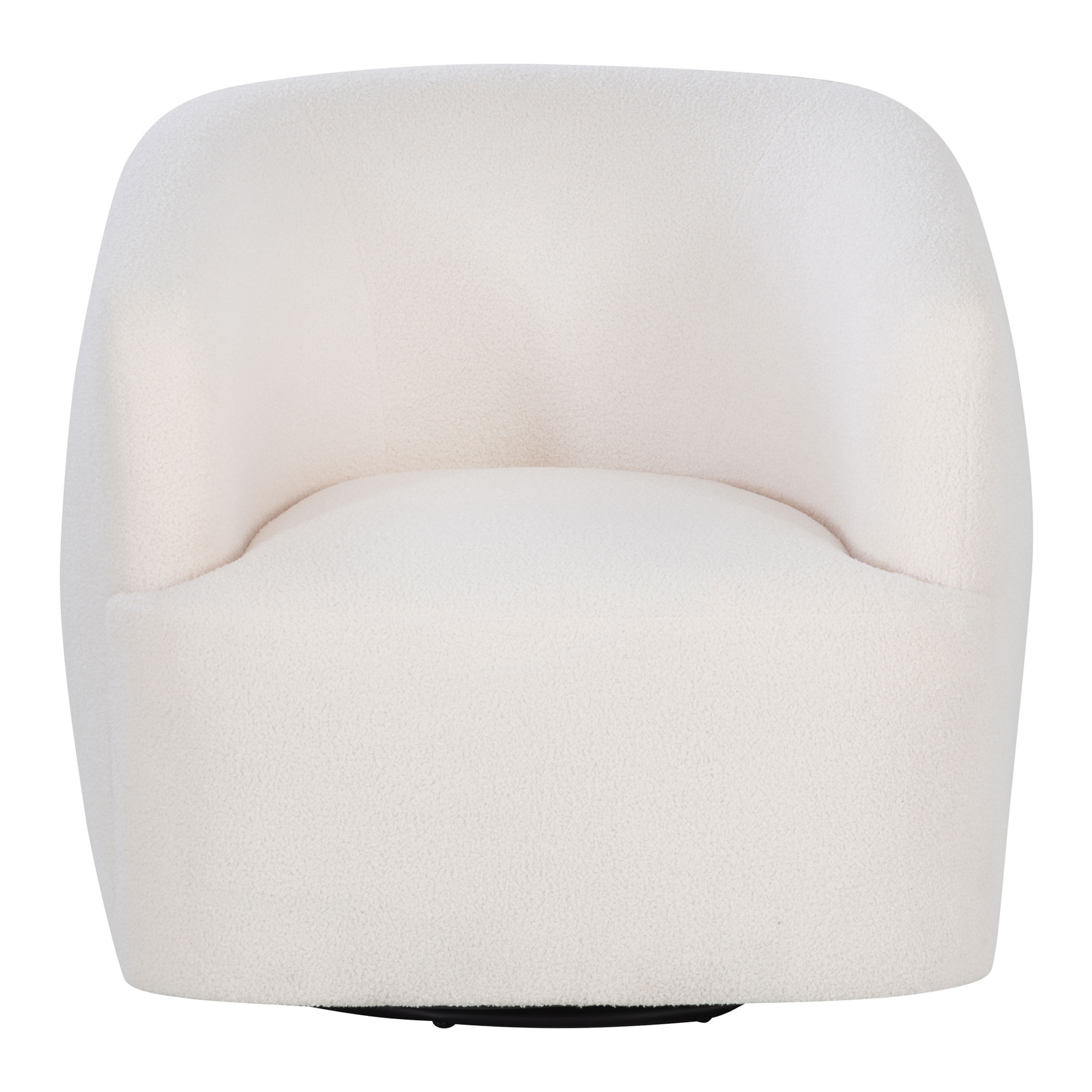 Lev White Sherpa Curved Upholstered Swivel Chair World Market