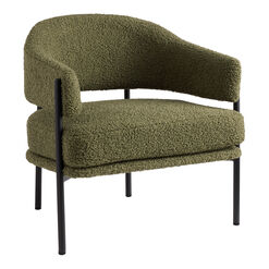 Rylan Moss Green Faux Sherpa Curved Back Chair